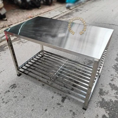 BÀN INOX CÓ 1 KỆ SONG